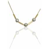 Colar Pérola e Retângulo Banhado em Ouro 18k - Dourado