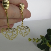 Brinco Médio com Corações Vazados Banhado em Ouro 18k - Dourado