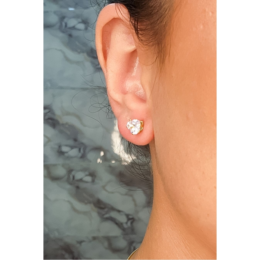 Brinco Zircônias de Coração Grande Banhado em Ouro 18k - Dourado