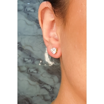 Brinco Zircônias de Coração Grande Banhado em Ouro 18k