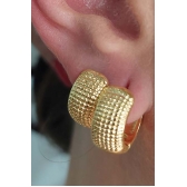 Duo de Argolas Grossas Trabalhadas Banhado em Ouro 18k - Dourado