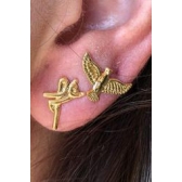 Brinco Duo com Brincos Religiosos Banhado em Ouro 18k - Dourado