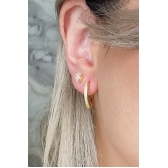 Brinco Triangular Médio com Zircônia Banhado em Ouro 18k - Dourado