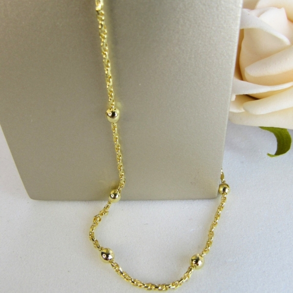 Colar Corrente com Bolinhas Banhado em Ouro 18k - Dourado