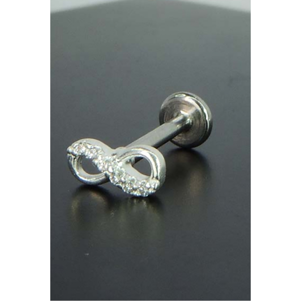 Piercing Símbolo do Infinito com Mini Zircônia em Prata 925