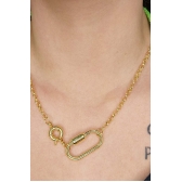 Colar Corrente de Elo Largo com Fecho Boia e Mosquetão Banhado em Ouro 18k - Dourado