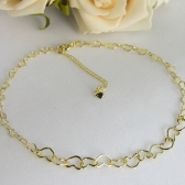 Tornozeleira com Corrente de Corações Pequenos Banhado em Ouro 18k - Dourado