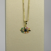 Colar Pingente Olho Grego com Zircônia Multicolor Banhado em Ouro 18k - Dourado