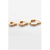 Trio de Brincos de Coração Banhado em Ouro 18k - Dourado