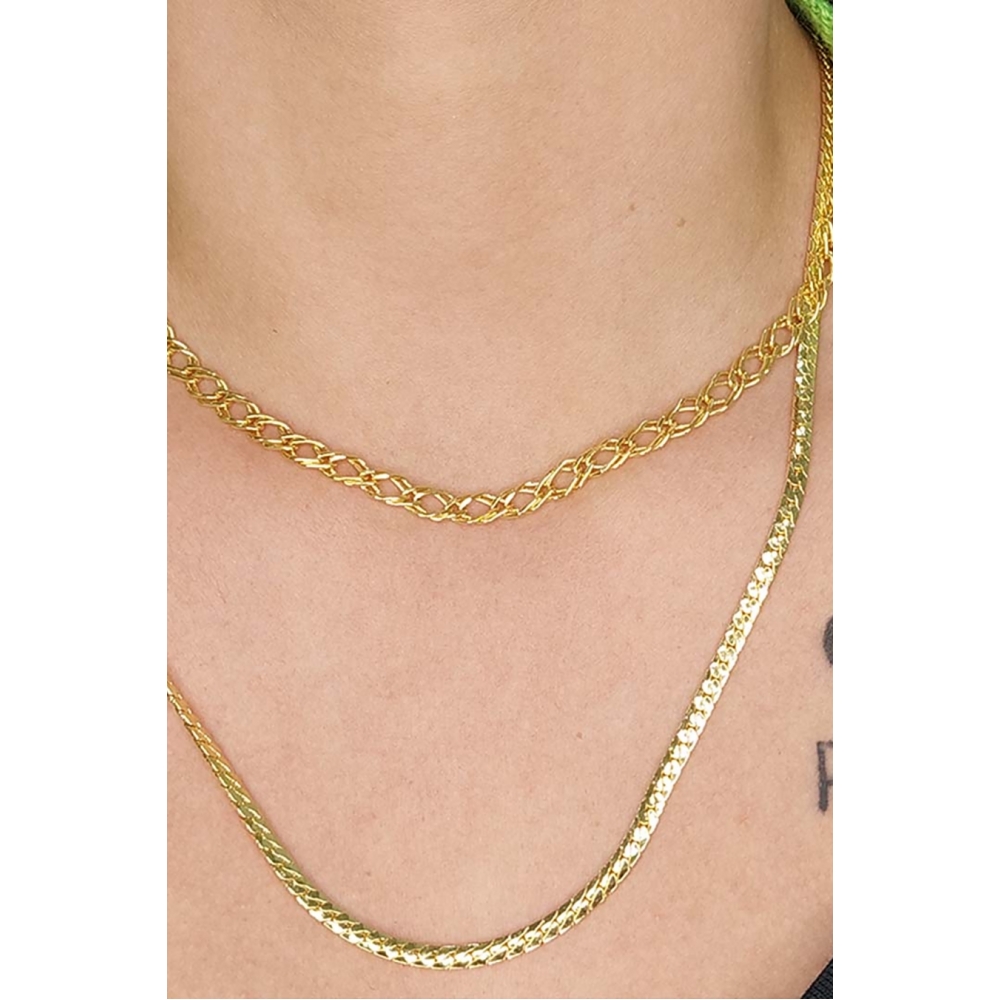 Colar Duplo com Correntes Grossas Banhado em Ouro 18k - Dourado