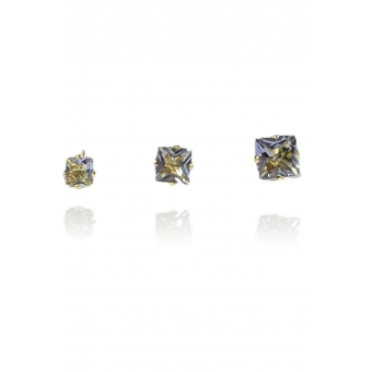 Trio de Zircônia Quadrada Lavanda Banhado em Ouro 18k