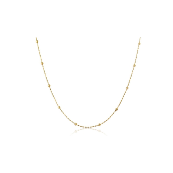 Colar de Corrente com Bolinhas Douradas Banhado em Ouro 18k - Dourado