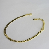 Pulseira Meia Fita Meia Corrente Banhado em Ouro 18k - Dourado