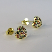 Brinco Pequeno de Coração com Zircônias Colorido Banhado em Ouro 18k - Dourado
