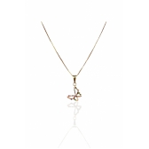 Colar Pingente Borboleta com Zircônia Colorida Banhado em Ouro 18k - Dourado