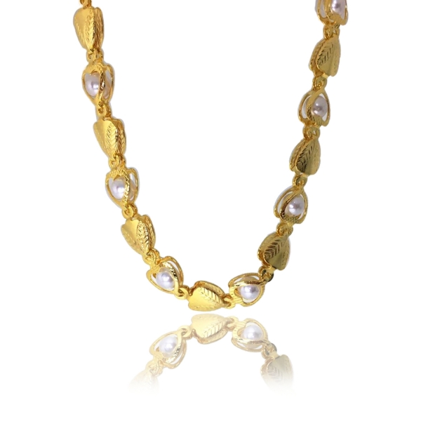 Pulseira Coração e Pérola - Dourado