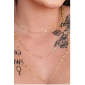 Colar Triplo de Coração Banhado em Ouro 18k - Dourado