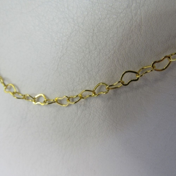 Colar de Corrente com Elos em Coração Banhado em Ouro 18k - Dourado