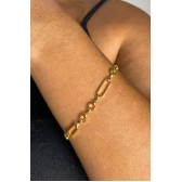 Pulseira Com Elo Ovalado e Elo Em Circulo Banhado em Ouro 18k - Dourado
