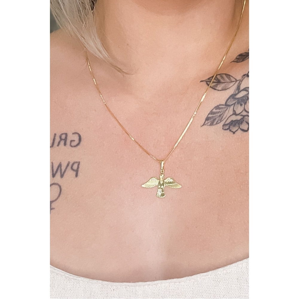 Colar Pingente do Espírito Santo Banhado em Ouro 18k - Dourado