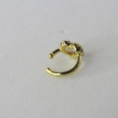 Piercing Fake Com Coração de Zircônias Coloridas Banhado em Ouro 18k - Dourado