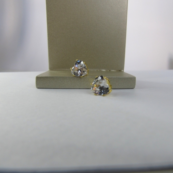 Brinco Zircônias de Coração Grande Banhado em Ouro 18k - Dourado