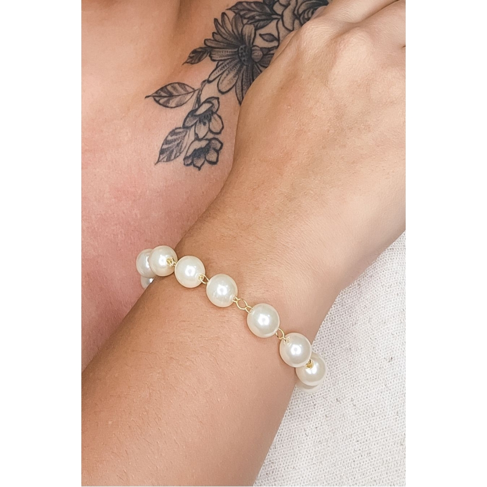 Pulseira Corrente de Pérolas Banhado em Ouro 18k - Dourado