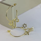 Brinco Argola Médio com Pingente Esotéricos Banhado em Ouro 18k - Dourado