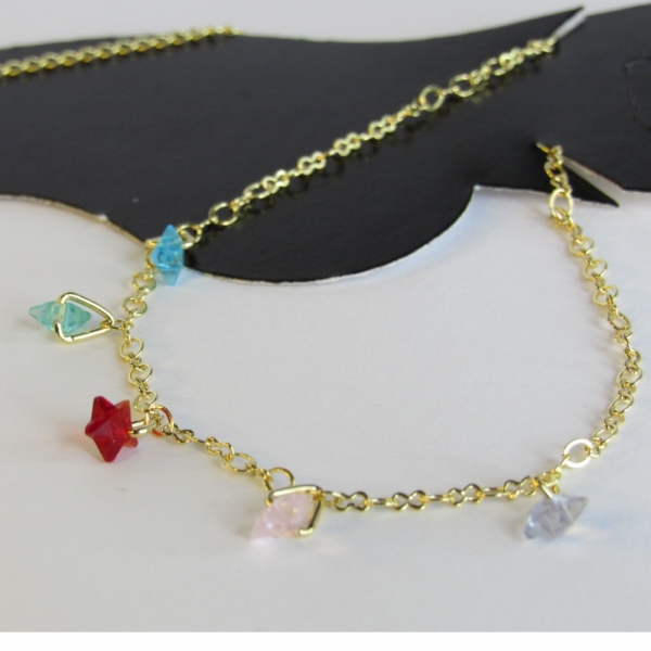 Tornozeleira de Estrelas de Zircônias Banhado em Ouro 18k - Dourado