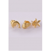 Trio de Brincos Marinhos Banhado em Ouro 18k - Dourado