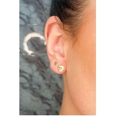 Duo Coração Pequeno e Coração Vazado Trabalhado Banhado em Ouro 18k - Dourado