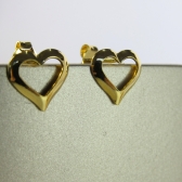 Brinco Pequeno de Coração Vazado Banhado em Ouro 18k - Dourado