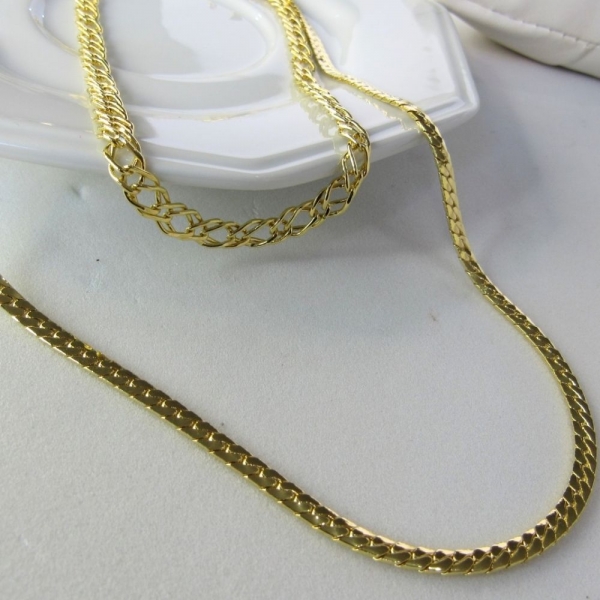 Colar Duplo com Correntes Grossas Banhado em Ouro 18k - Dourado