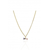 Colar Elo Português Pingente de Laço com Zircônia Banhado em Ouro 18k - Dourado