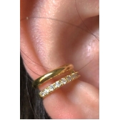 Piercing Fake Duas Tiras Lisa e Outra com Zircônias Banhado em Ouro 18k