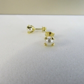 Brinco Pequeno de Pérola Trabalhado Banhado em Ouro 18k - Dourado