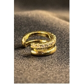 Piercing Fake Duas Tiras Lisa e Outra com Zircônias Banhado em Ouro 18k