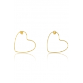 Brinco Médio com Coração Vazado Horizontal Banhado em Ouro 18k - Dourado