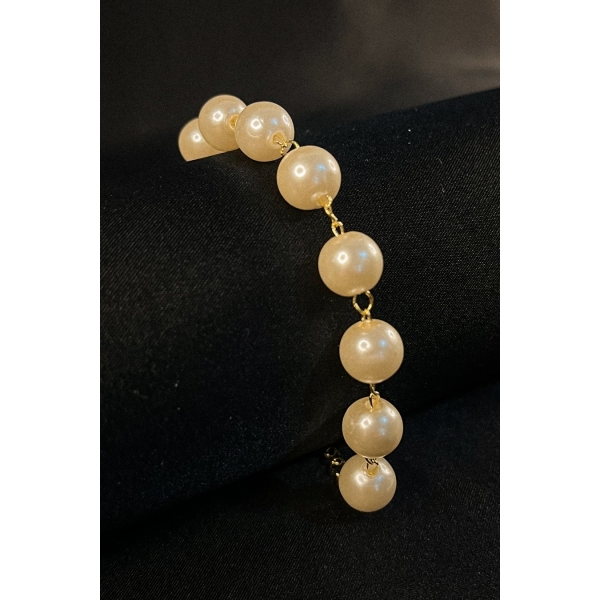 Pulseira Corrente de Pérolas Banhado em Ouro 18k - Dourado