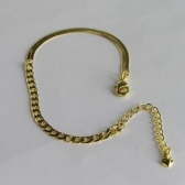 Pulseira Meia Fita Meia Corrente Banhado em Ouro 18k - Dourado