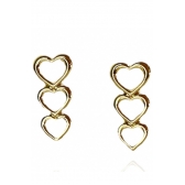 Brinco Três Corações Vazados Banhado em Ouro 18k - Dourado