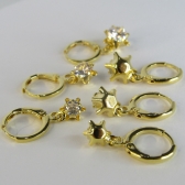 Trio Argolinha Estrelinha de Zircônia Banhado em Ouro 18k - Dourado