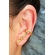 Brinco Ear Cuff com Piercing Fake e Zircônias Colorida Banhado em Ouro 18k - Dourado
