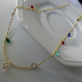 Colar Corrente Americana com Zircônias Multicolor Banhado em Ouro 18k - Dourado