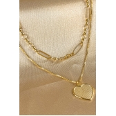 Colar Duplo com Coração Banhado em Ouro 18k - Dourado