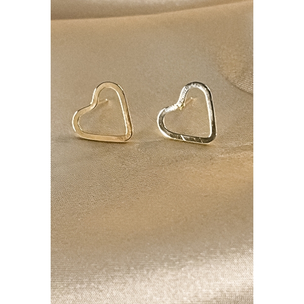 Brinco Médio Coração Vazado Banhado em Ouro 18k - Dourado