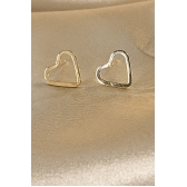 Brinco Médio Coração Vazado Banhado em Ouro 18k - Dourado