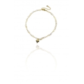 Tornozeleira Corrente de Coração Com Pingente De Coração Banhado em Ouro 18k - Dourado