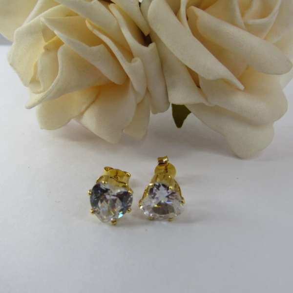 Brinco Zircônias de Coração Grande Banhado em Ouro 18k - Dourado