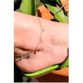 Tornozeleira de Estrelas de Zircônias Banhado em Ouro 18k - Dourado